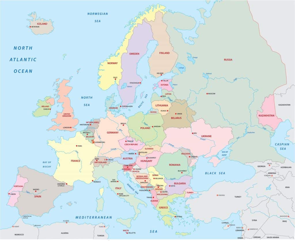 Mapa da Europa - Europa Destinos